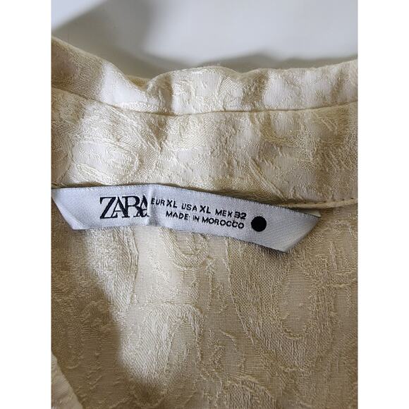 ZARA Cream Paisley Textured Fringe Career Casual Night Out Button Up Top SZ XL - Picture 6 of 10